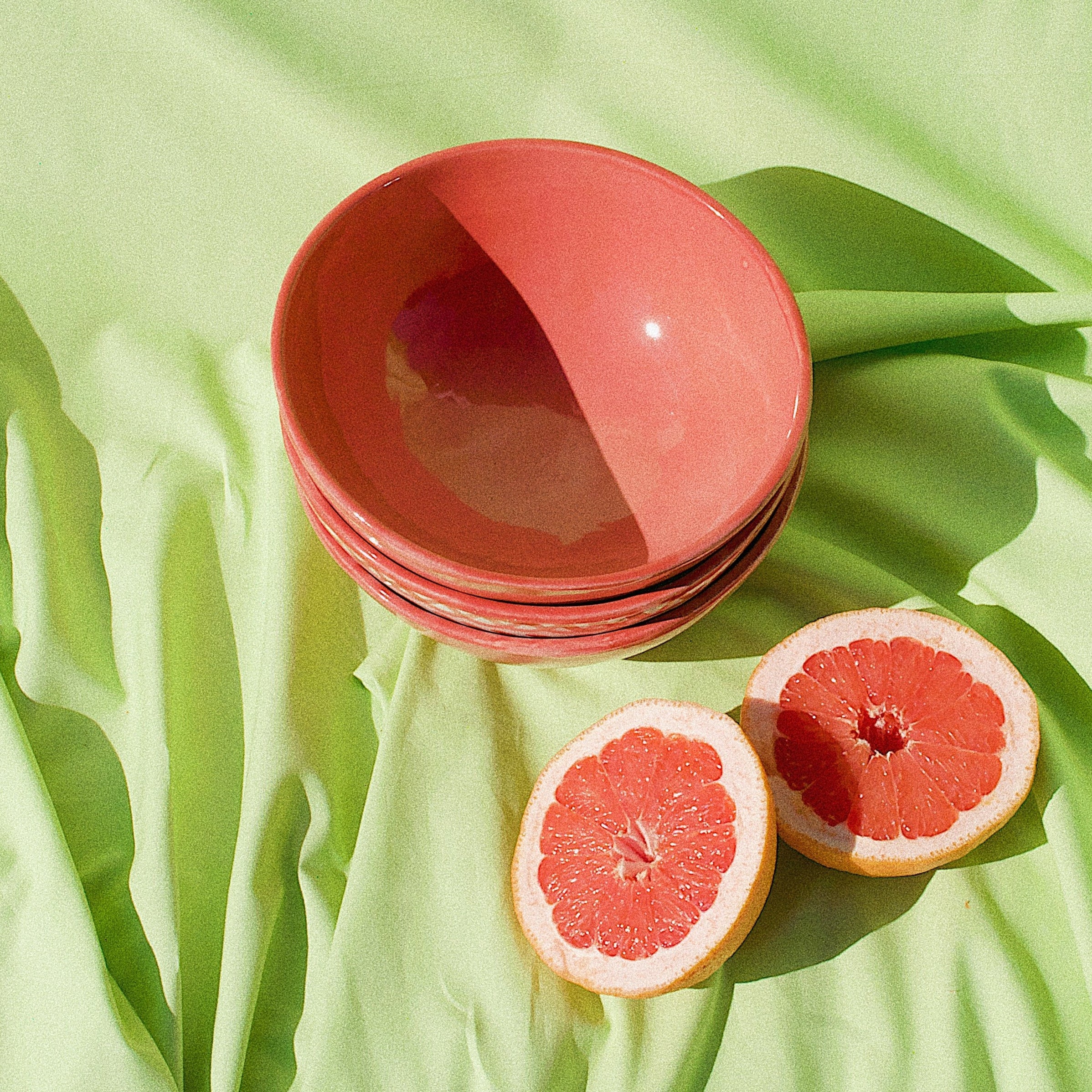Hand Painted Medium Bowl, Coral Glaze