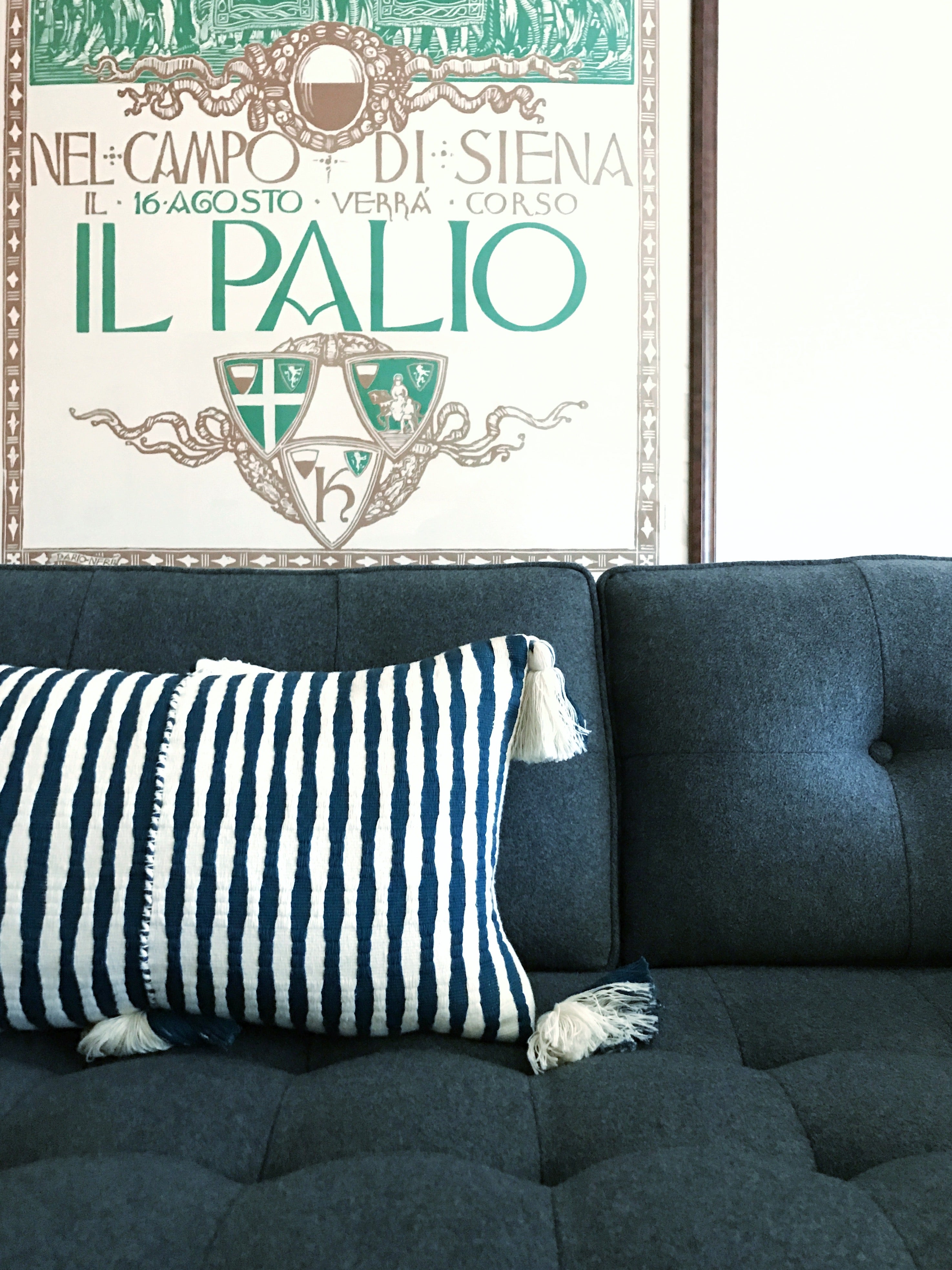 Antigua Pillow in Dark Teal Blue