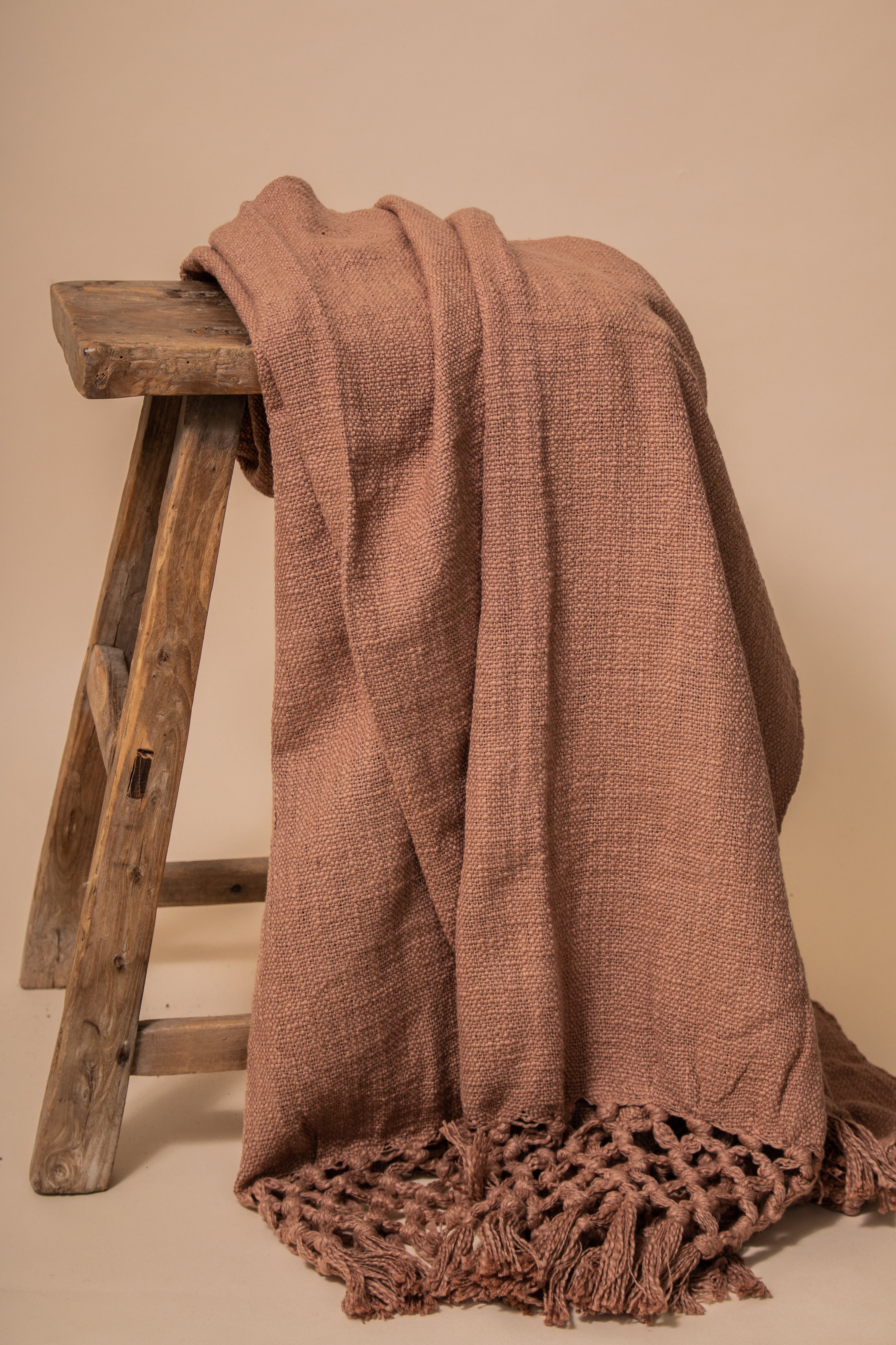 Layering Fringe Crochet Blanket in Blush