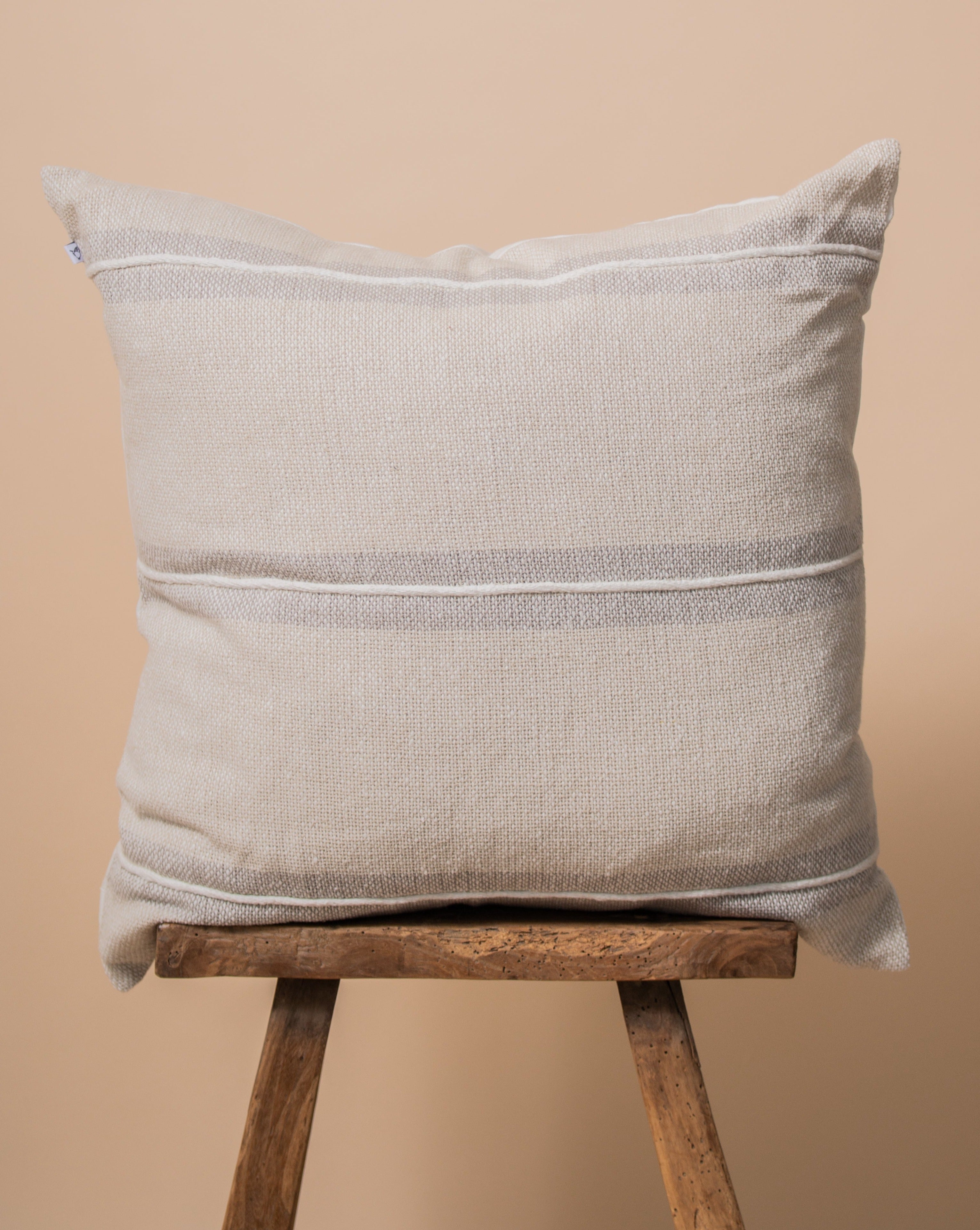 Harlow Striped Textured Pillow Cover Oatmeal