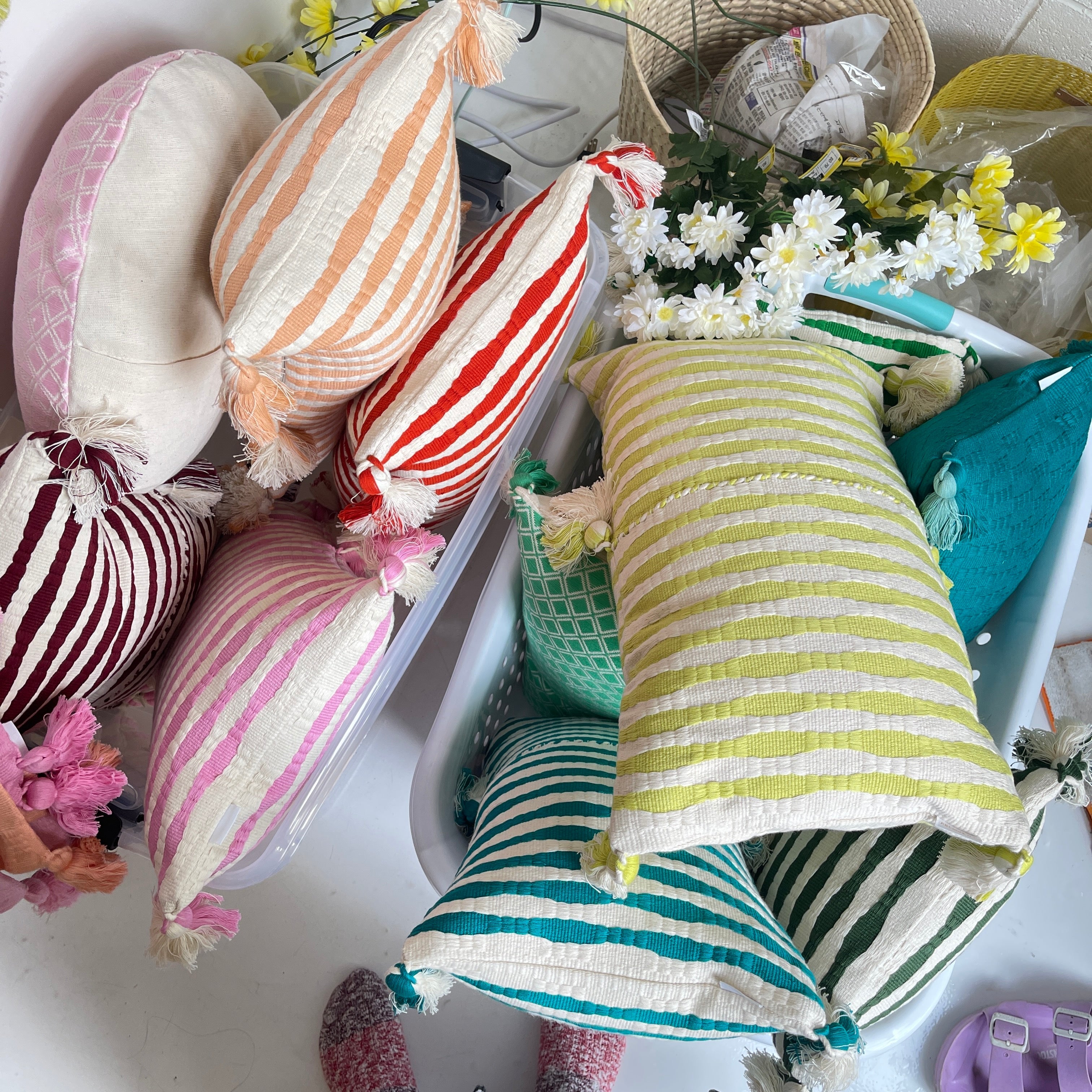 Antigua Pillow in Bubblegum Pink Striped