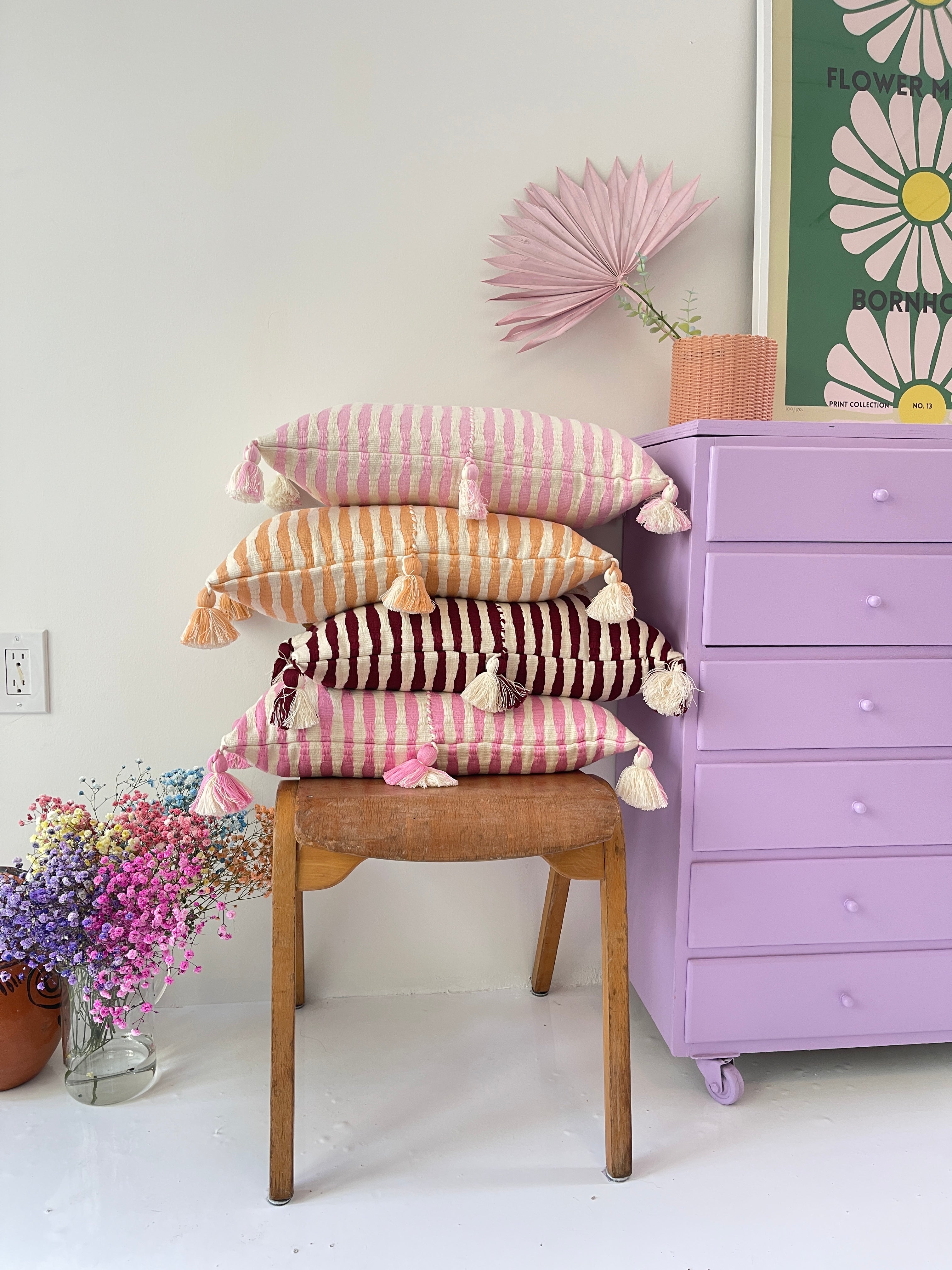 Antigua Pillow in Burgundy Stripe