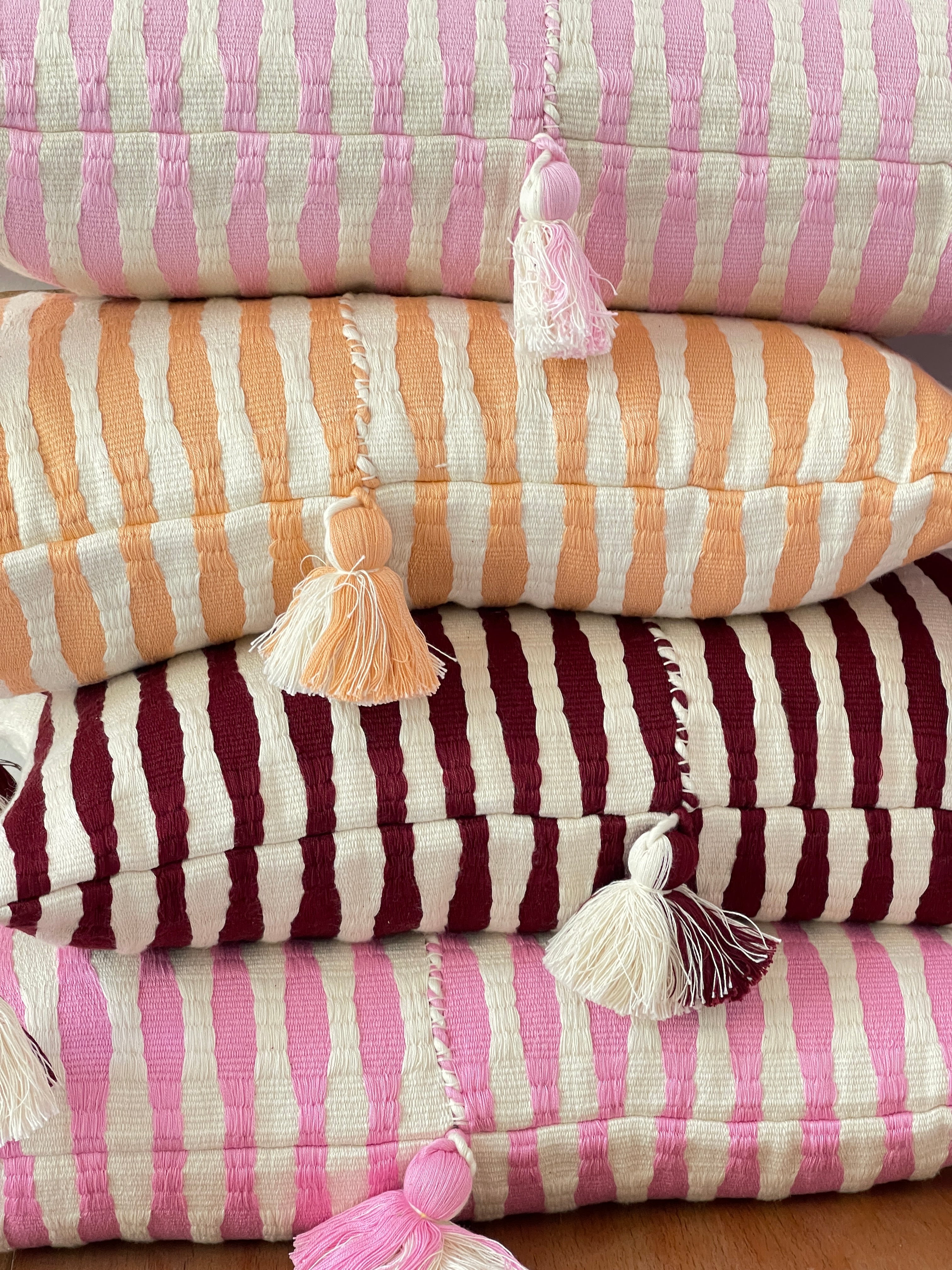 Antigua Pillow in Burgundy Stripe