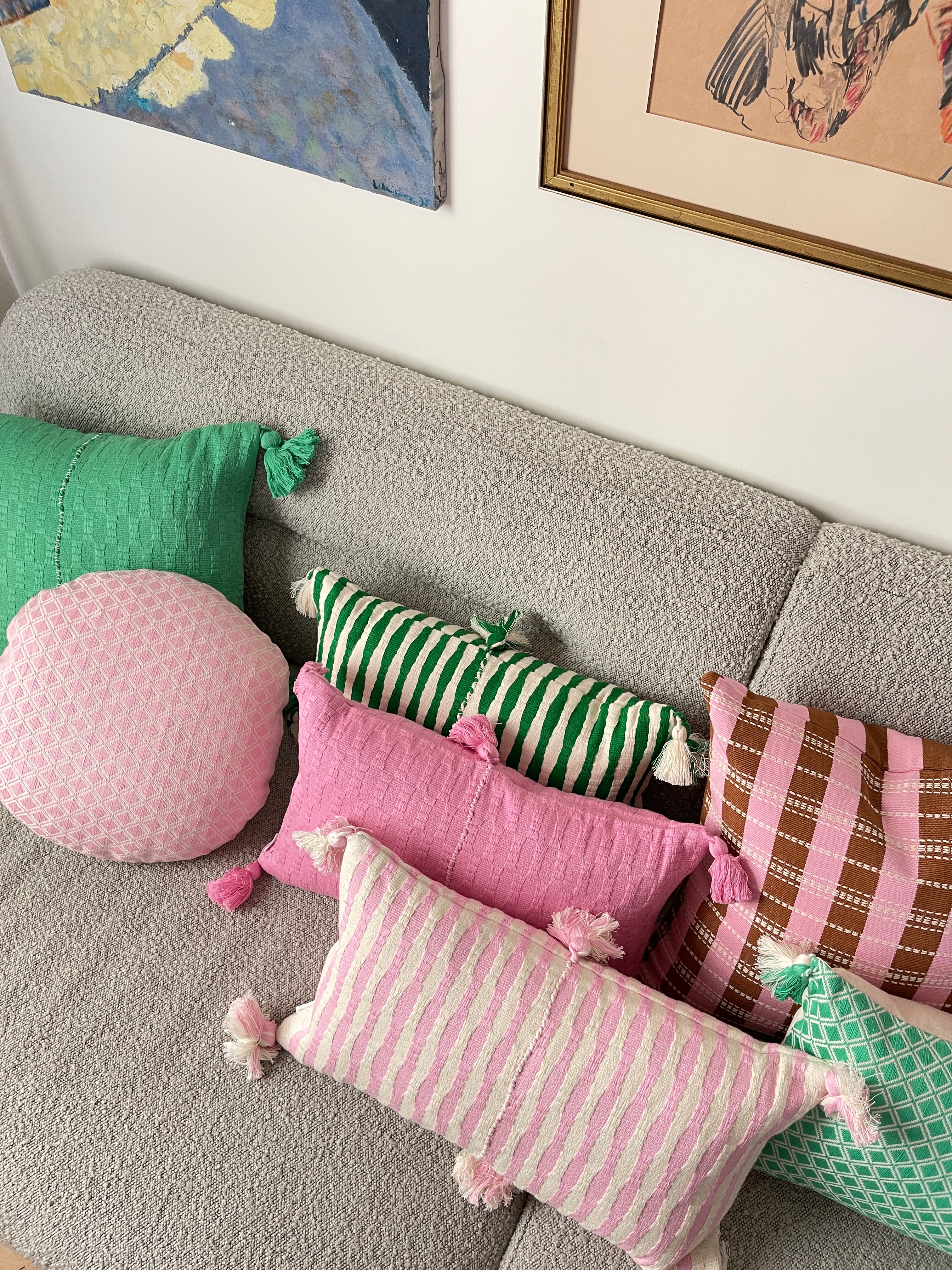 Antigua Pillow in Grass Green Stripe