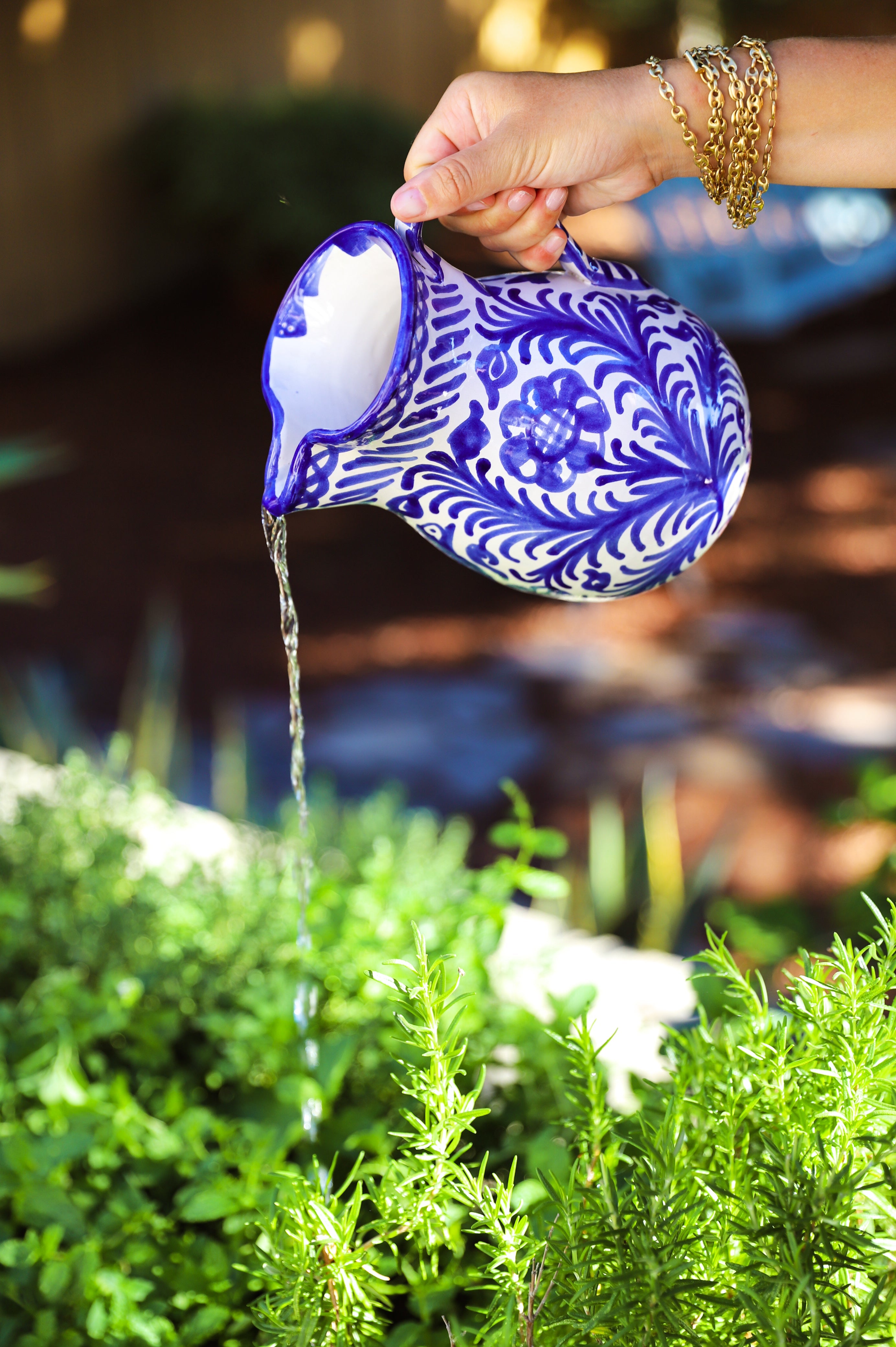 Hand Painted Medium Pitcher, Blue