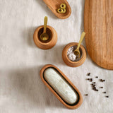 French Oak Pinch Bowls with Spoons (Set of 2)