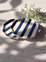 Ceramic Blue Stripe Plate, S/2