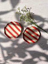 Ceramic Red Stripe Plate, S/2