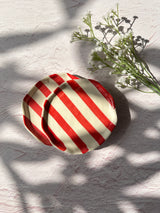 Ceramic Red Stripe Plate, S/2