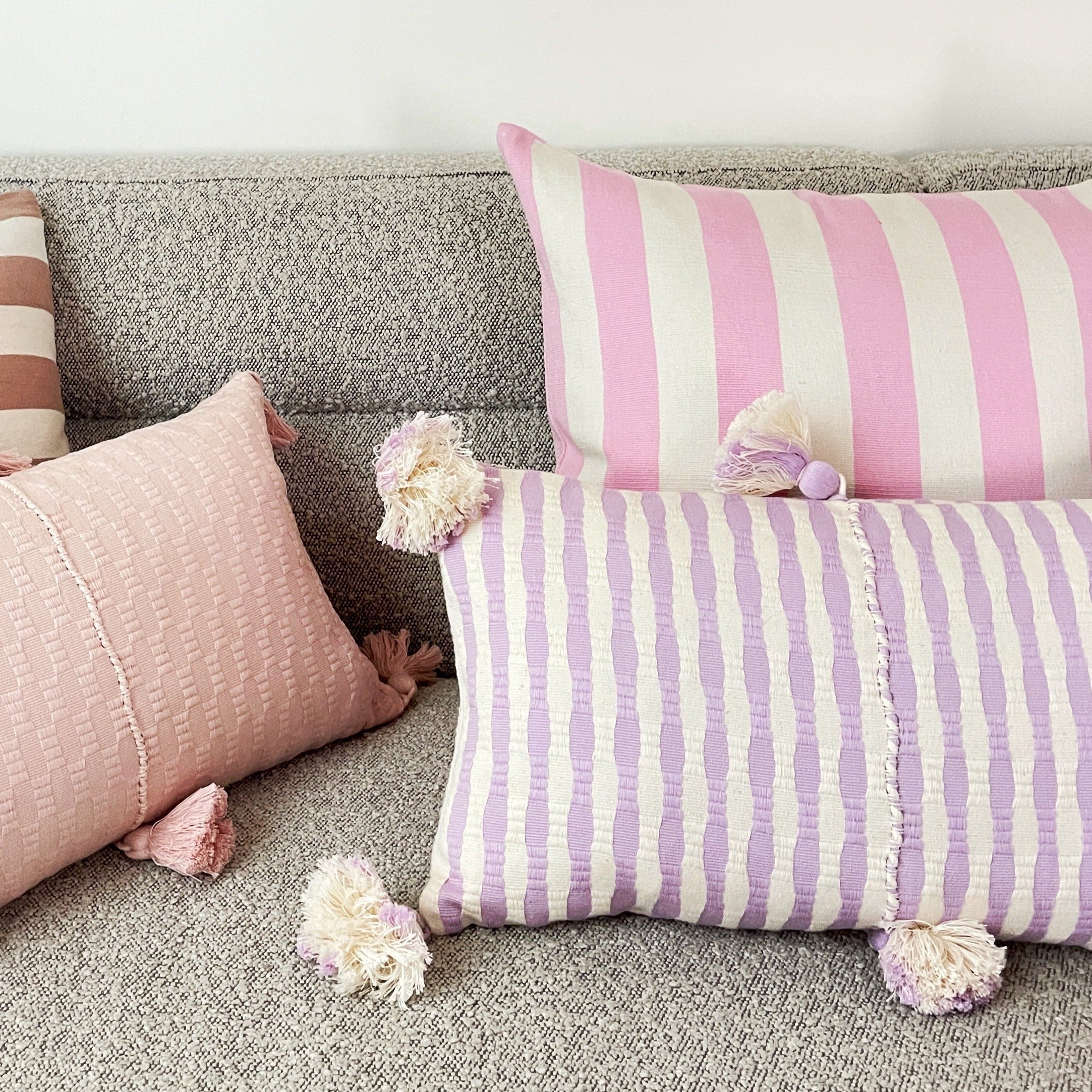 Antigua Pillow in Light Lavender Stripe