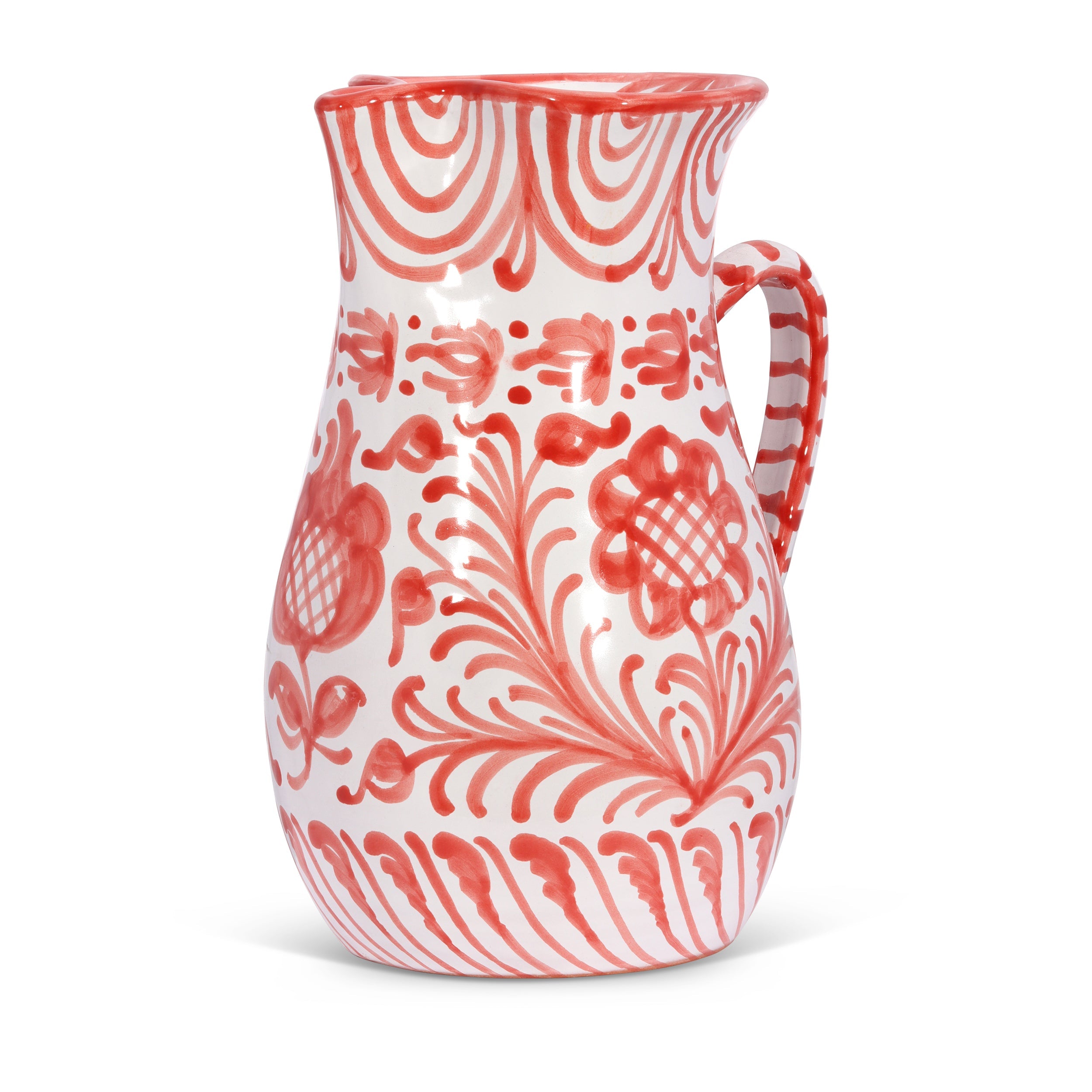 Hand Painted Large Pitcher, Coral