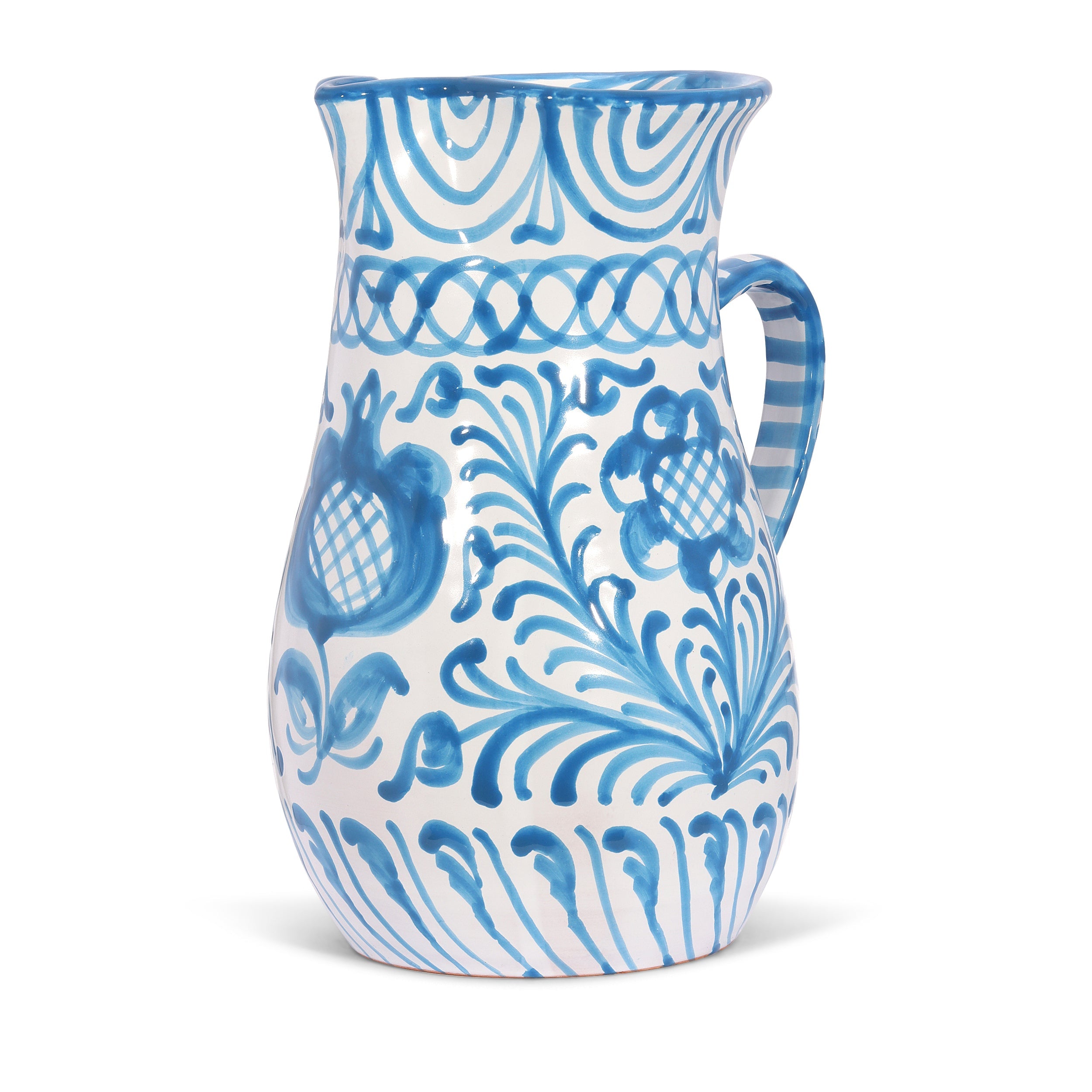 Hand Painted Large Pitcher, Sky Blue