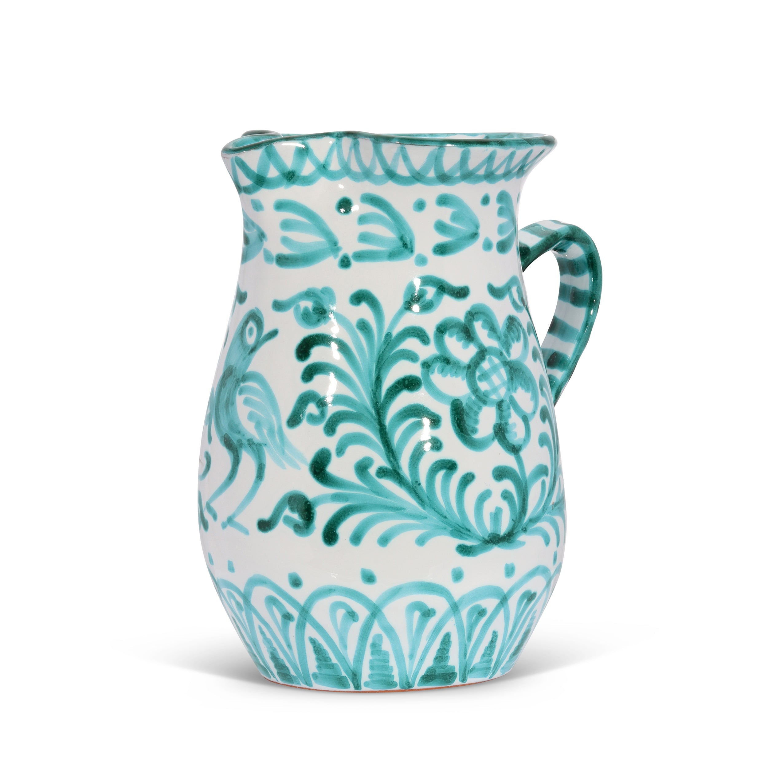 Hand Painted Medium Pitcher, Green