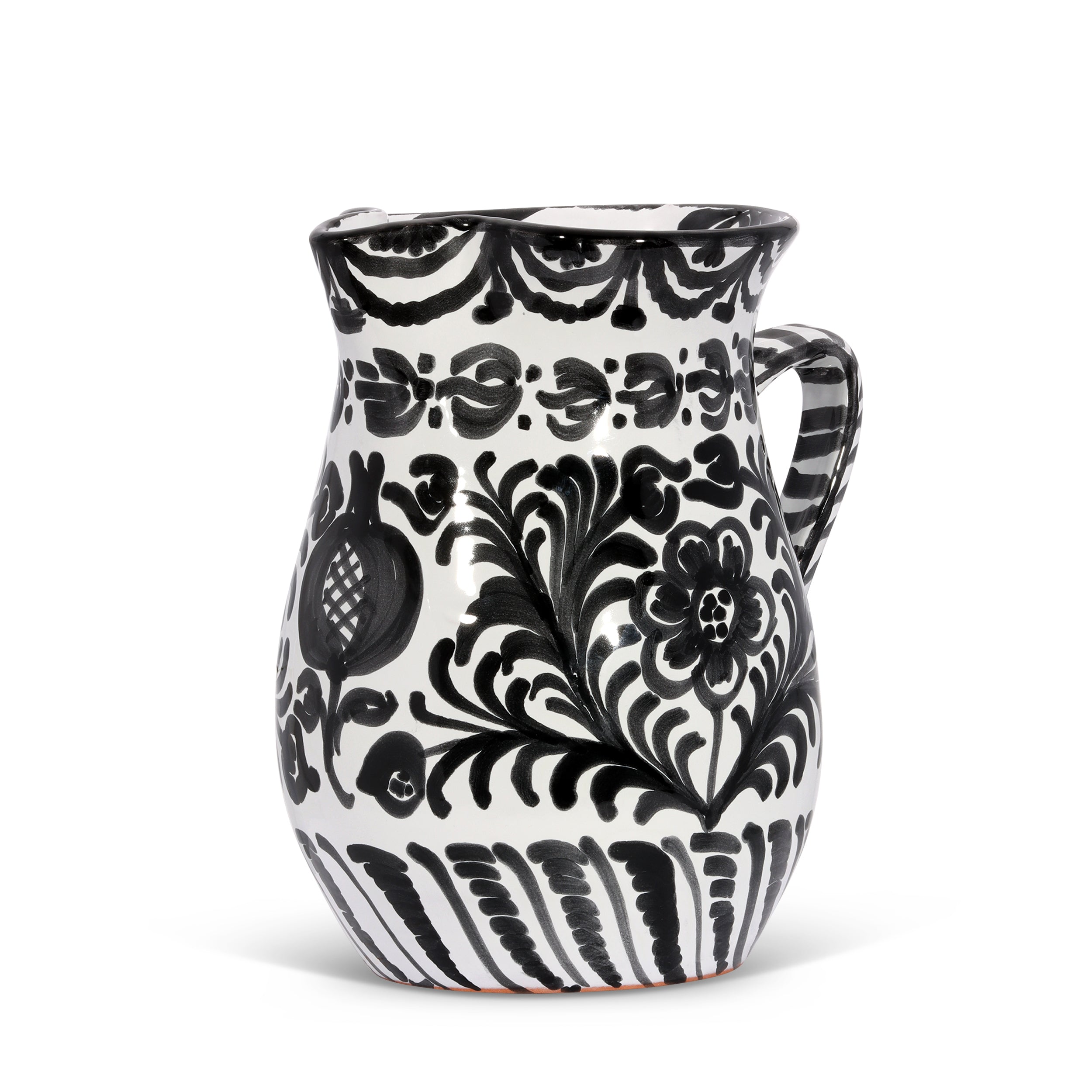 Hand Painted Medium Pitcher, Black
