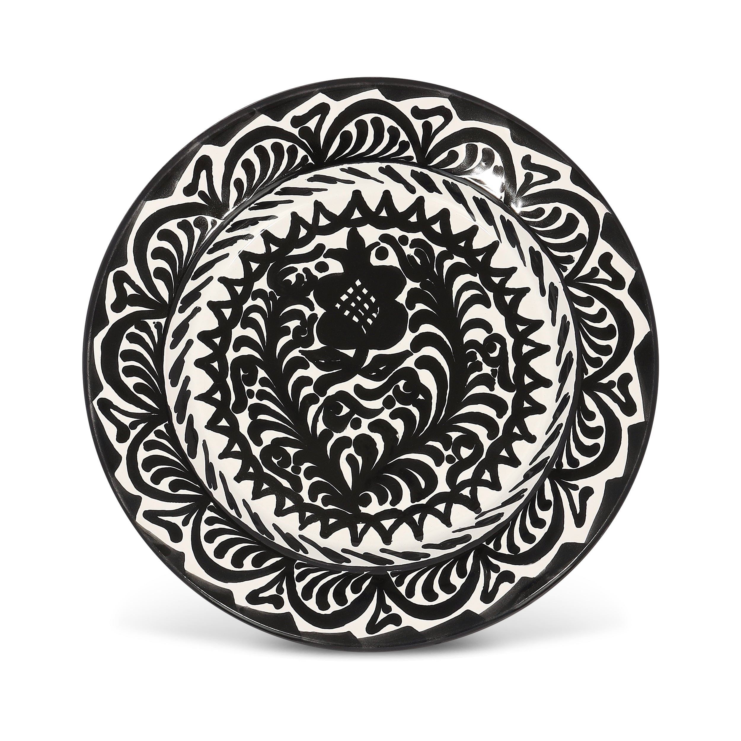 Hand Painted Lebrillo Salad Plate, Black
