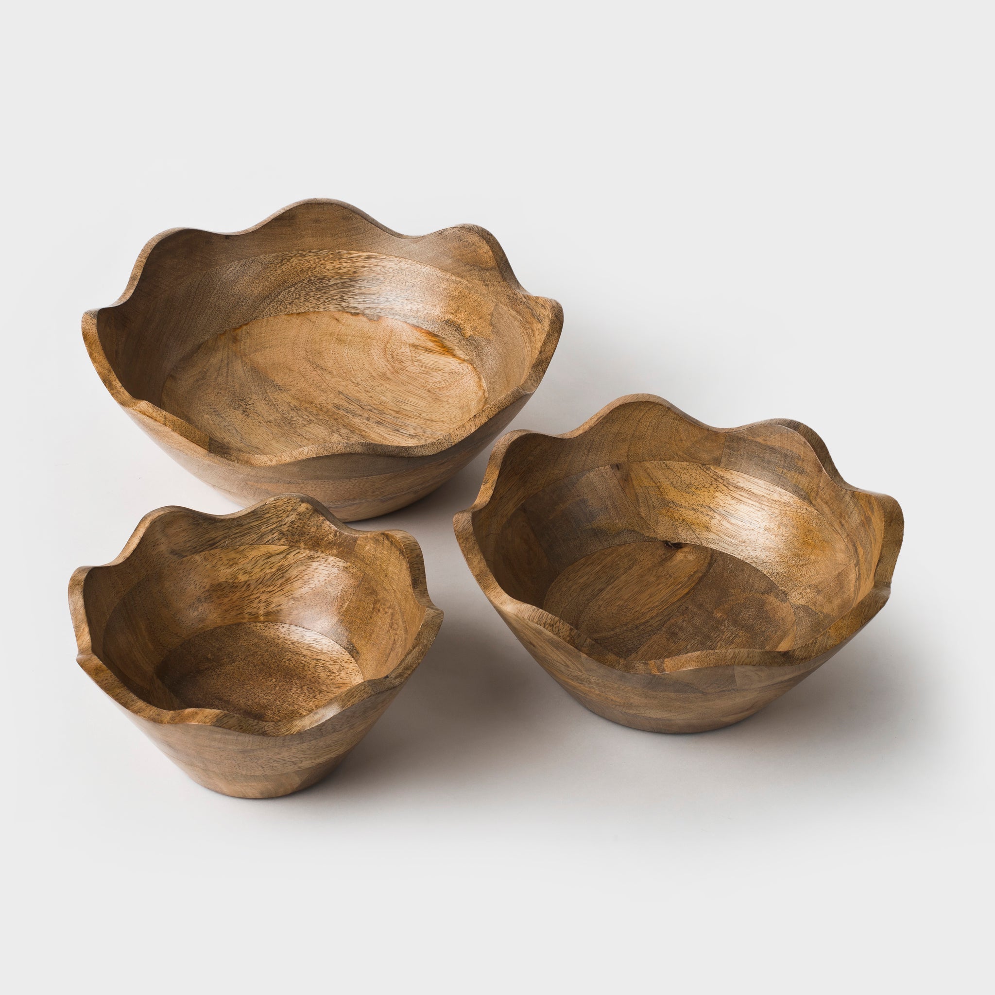 Scalloped Mango Wood Bowls