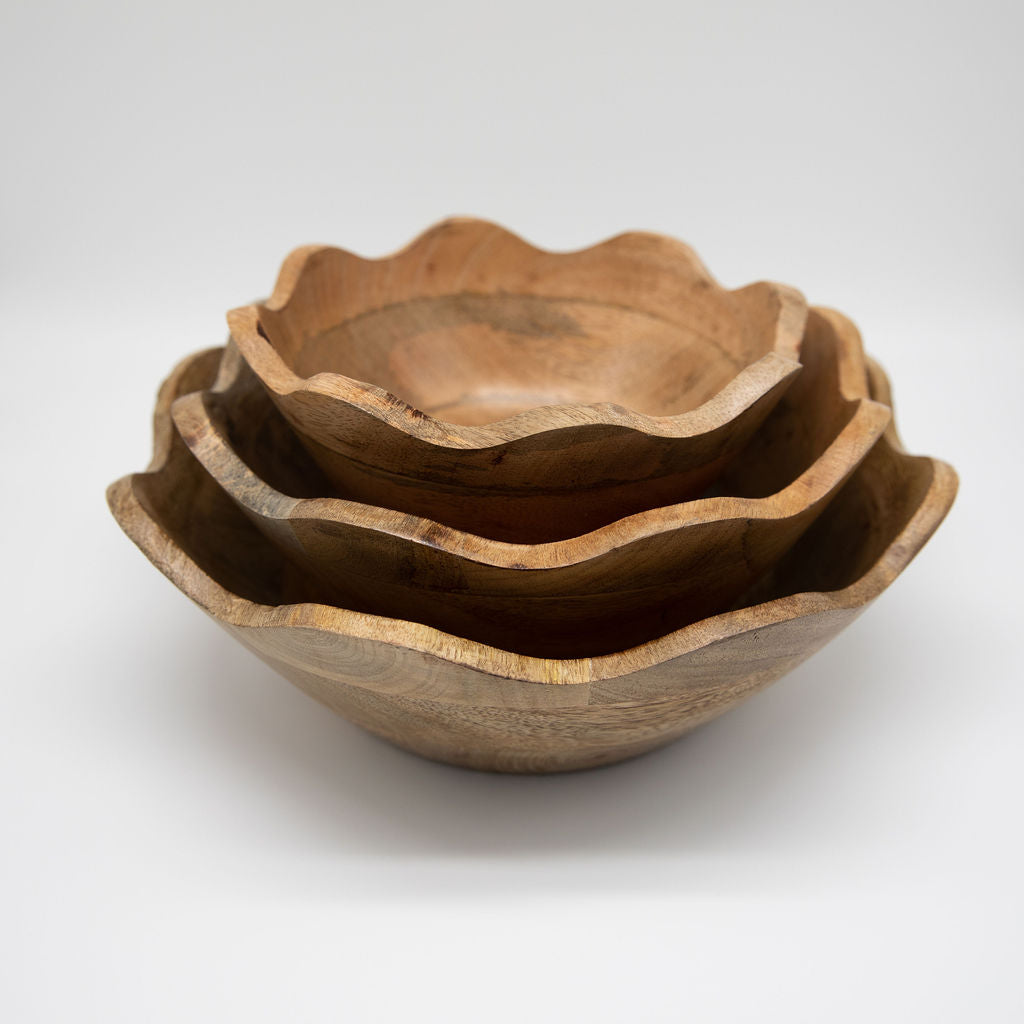 Scalloped Mango Wood Bowls
