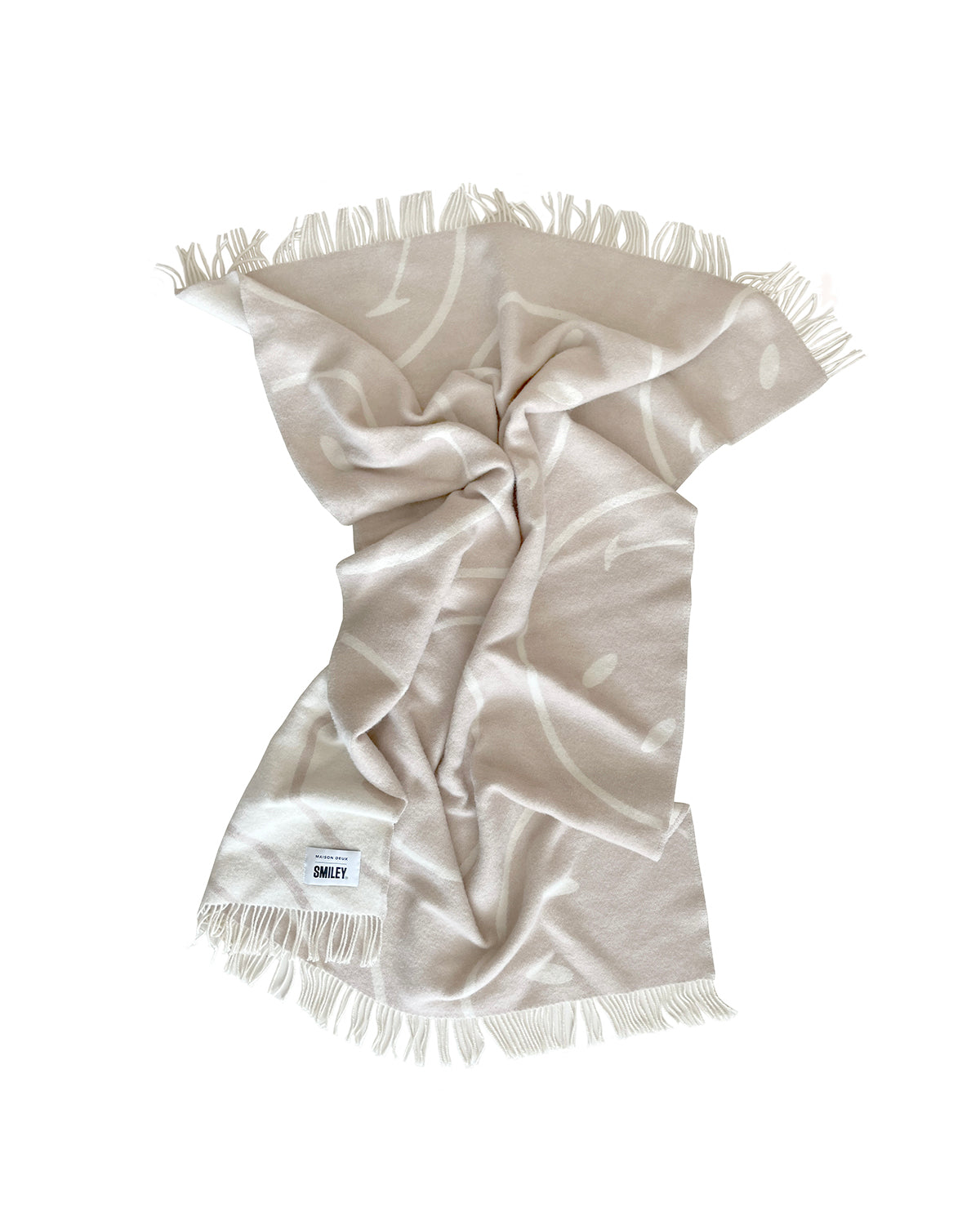 Smiley Blanket White Grey Print