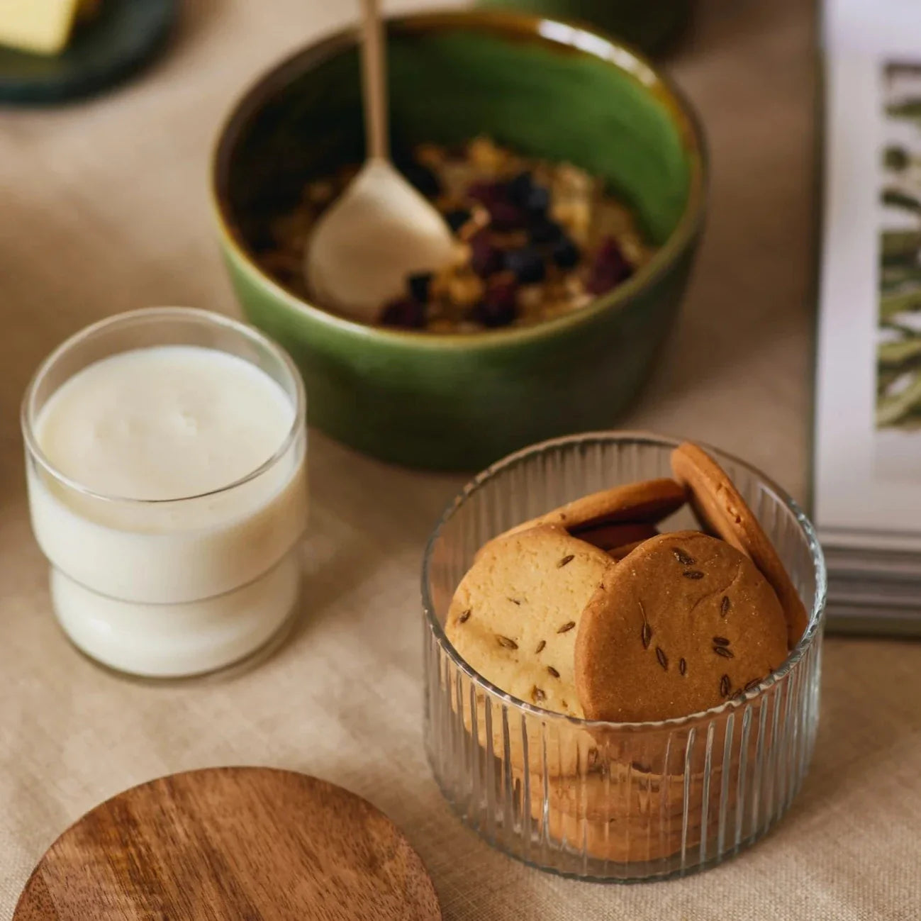 Fluted Storage Glass Jars (Set of 3)
