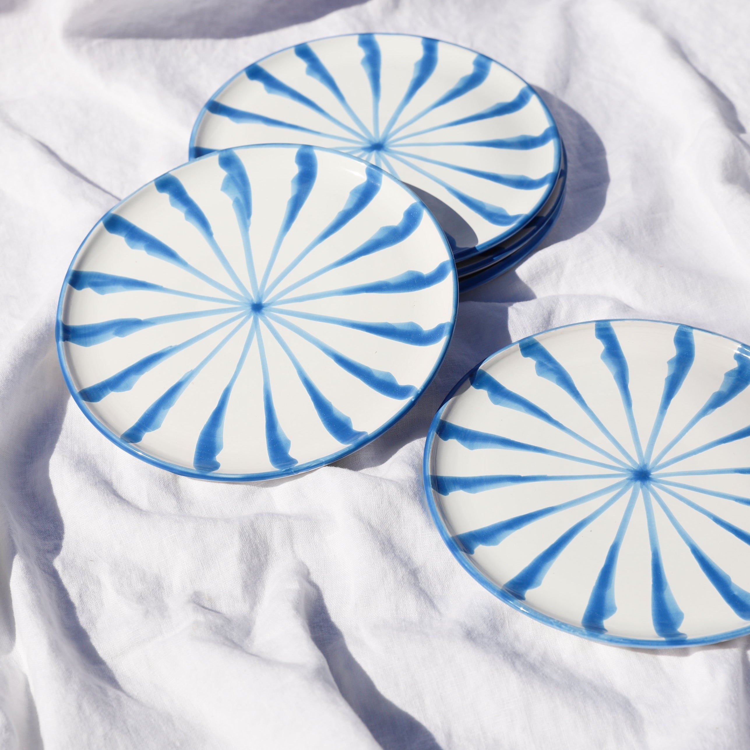 Candy Cane Stripes Salad Plate, Sky Blue