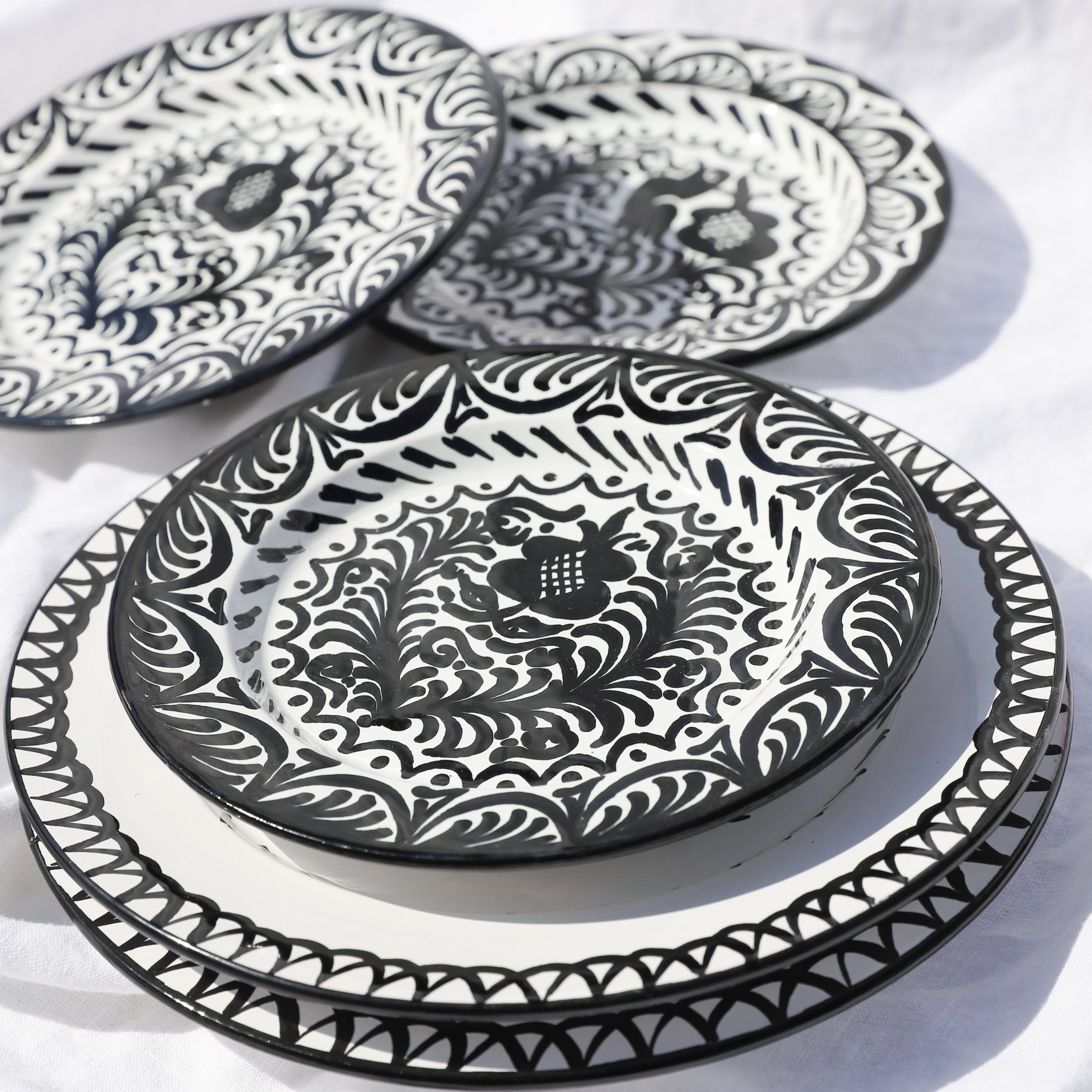 Hand Painted Lebrillo Salad Plate, Black