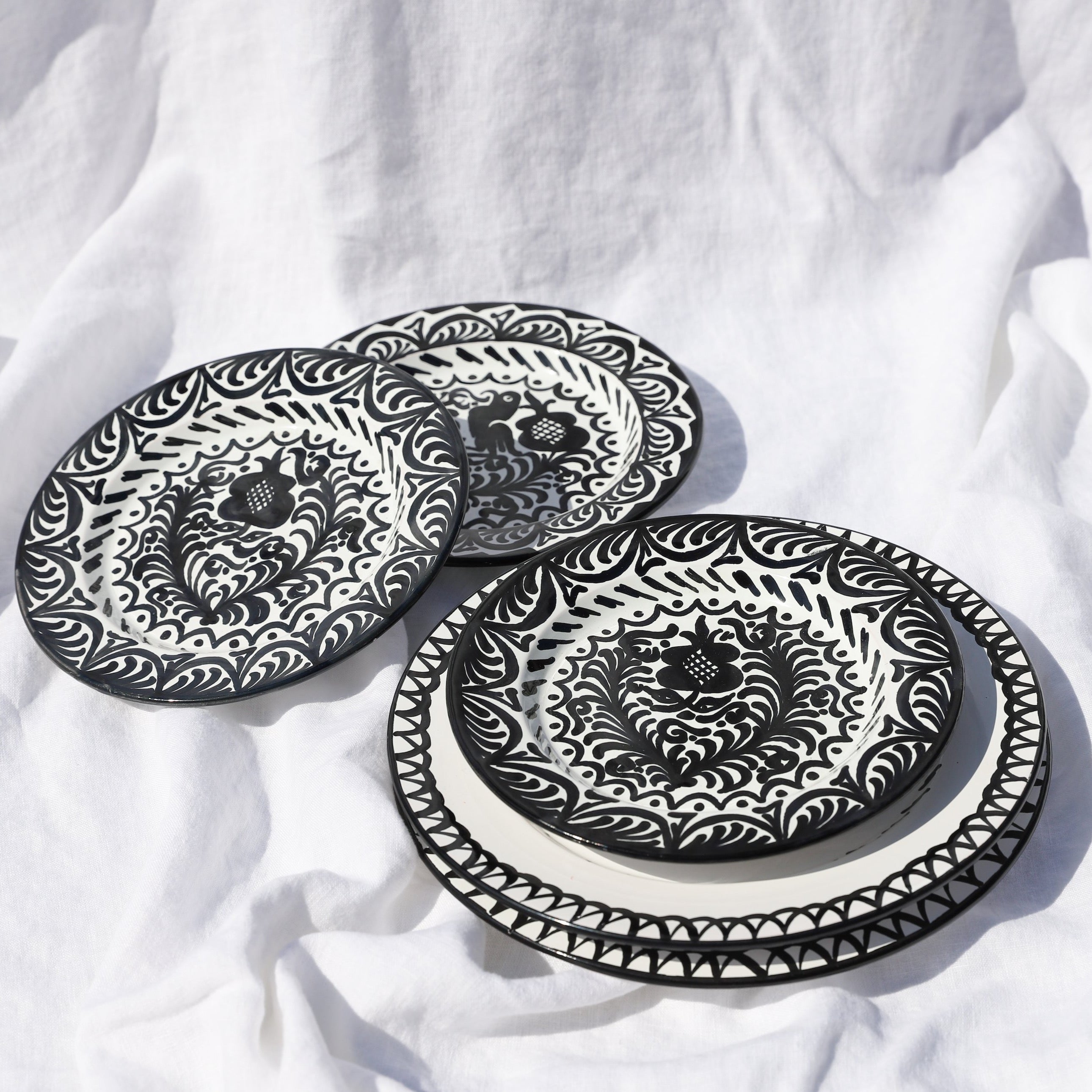 Hand Painted Lebrillo Salad Plate, Black