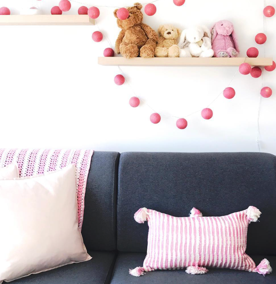 Antigua Pillow in Faded Pink Stripe