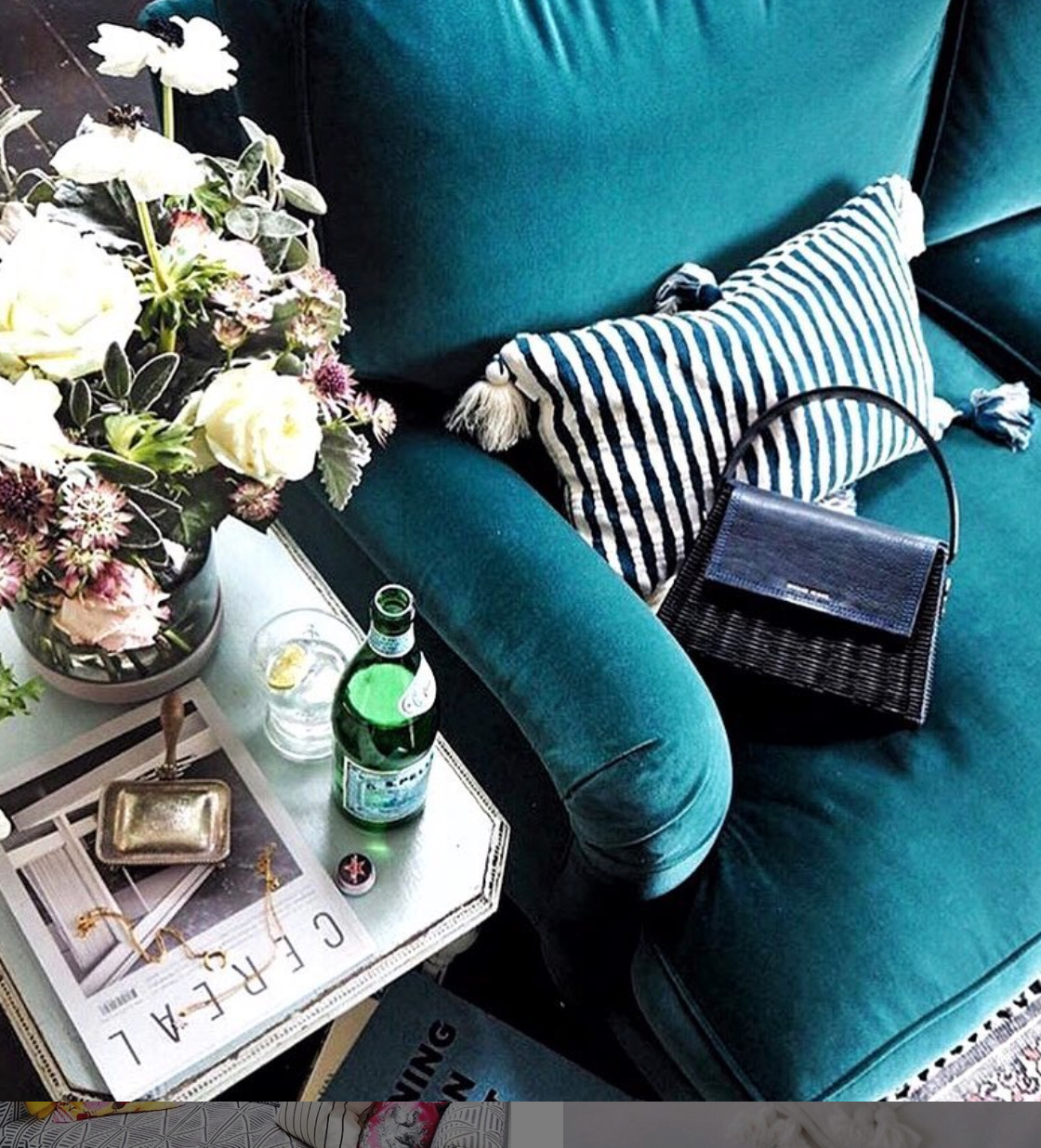 Antigua Pillow in Jade Stripe