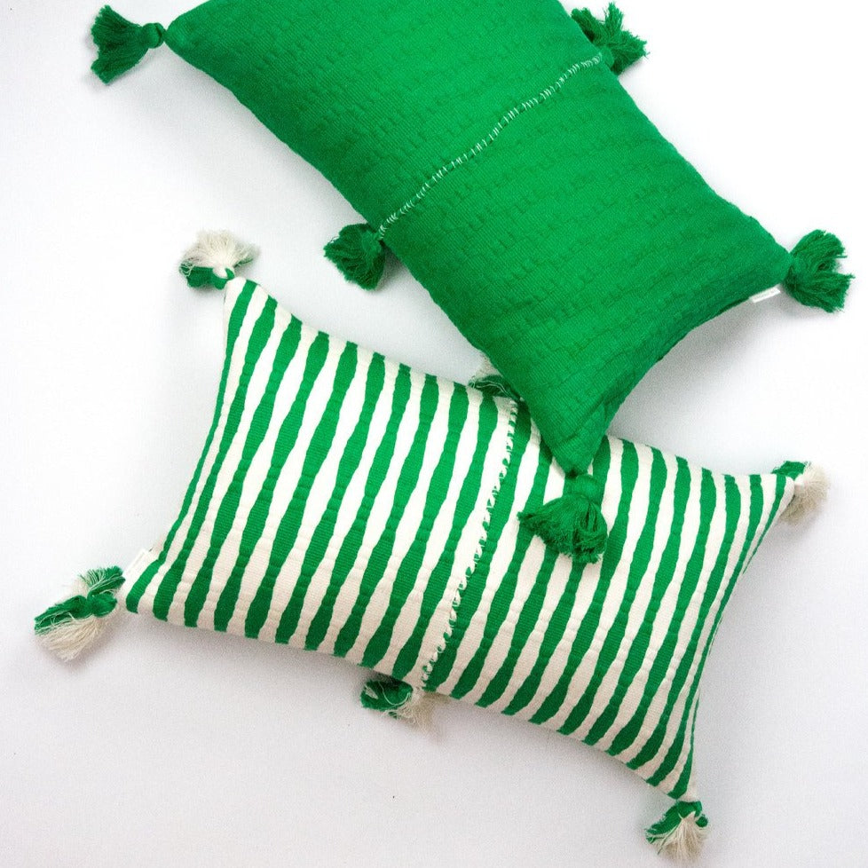 Antigua Pillow in Grass Green Stripe