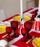 Stemmed Water Glass, Red S/2