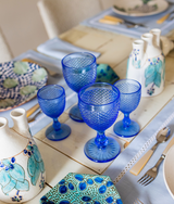 Stemmed White Wine Glass, Light Blue S/2