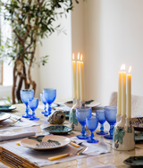 Stemmed White Wine Glass, Light Blue S/2