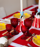 Stemmed White Wine Glass, Red S/2