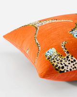 Velvet Leaping Small Leopard Throw Pillow