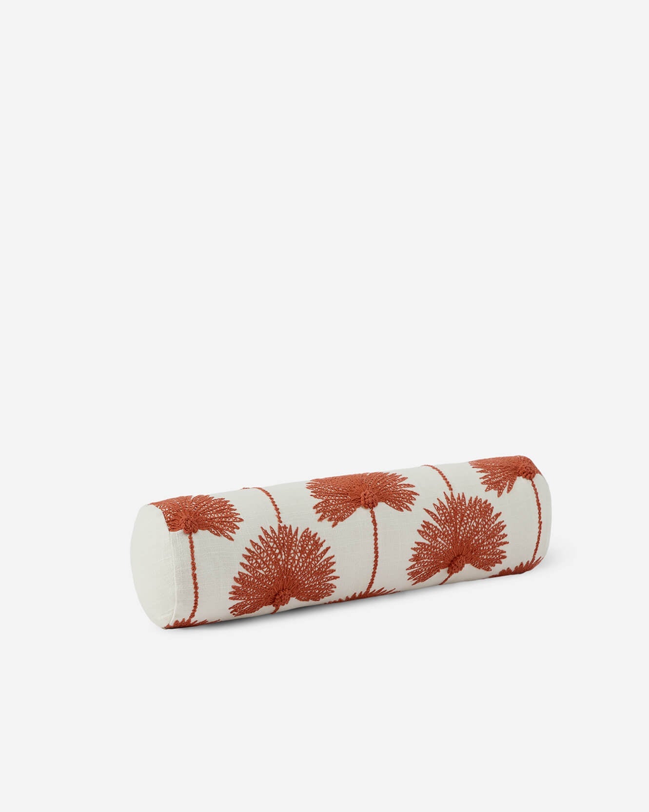 Palm Leaf Embroidered Bolster Pillow