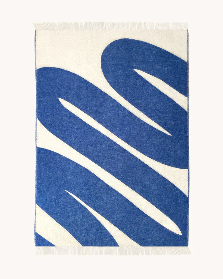 Swirl Blanket Cobalt Blue White
