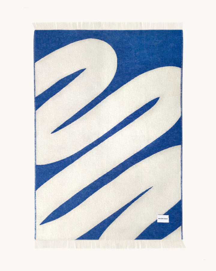 Swirl Blanket Cobalt Blue White