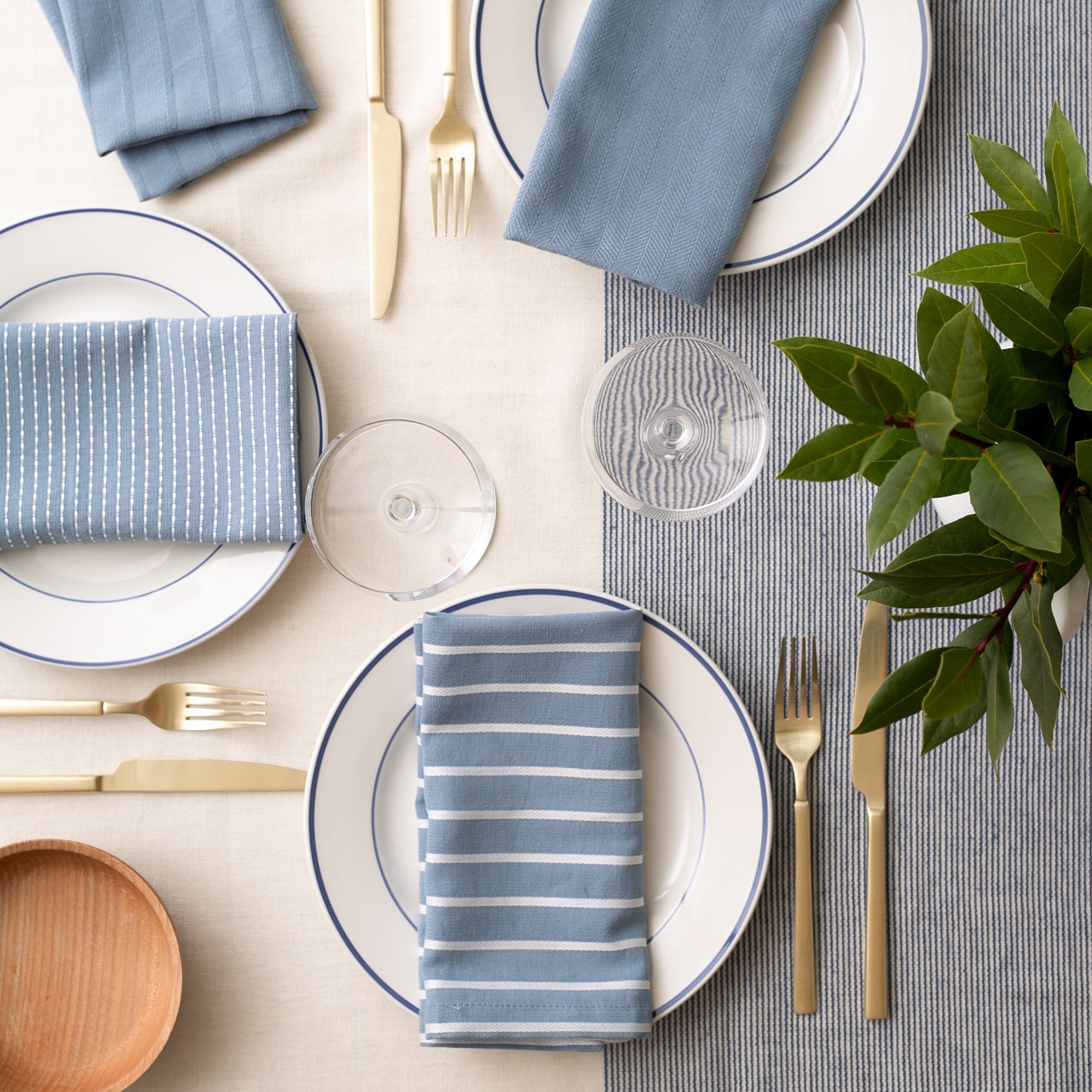 To Each Their Own Napkin Set in Borage & White