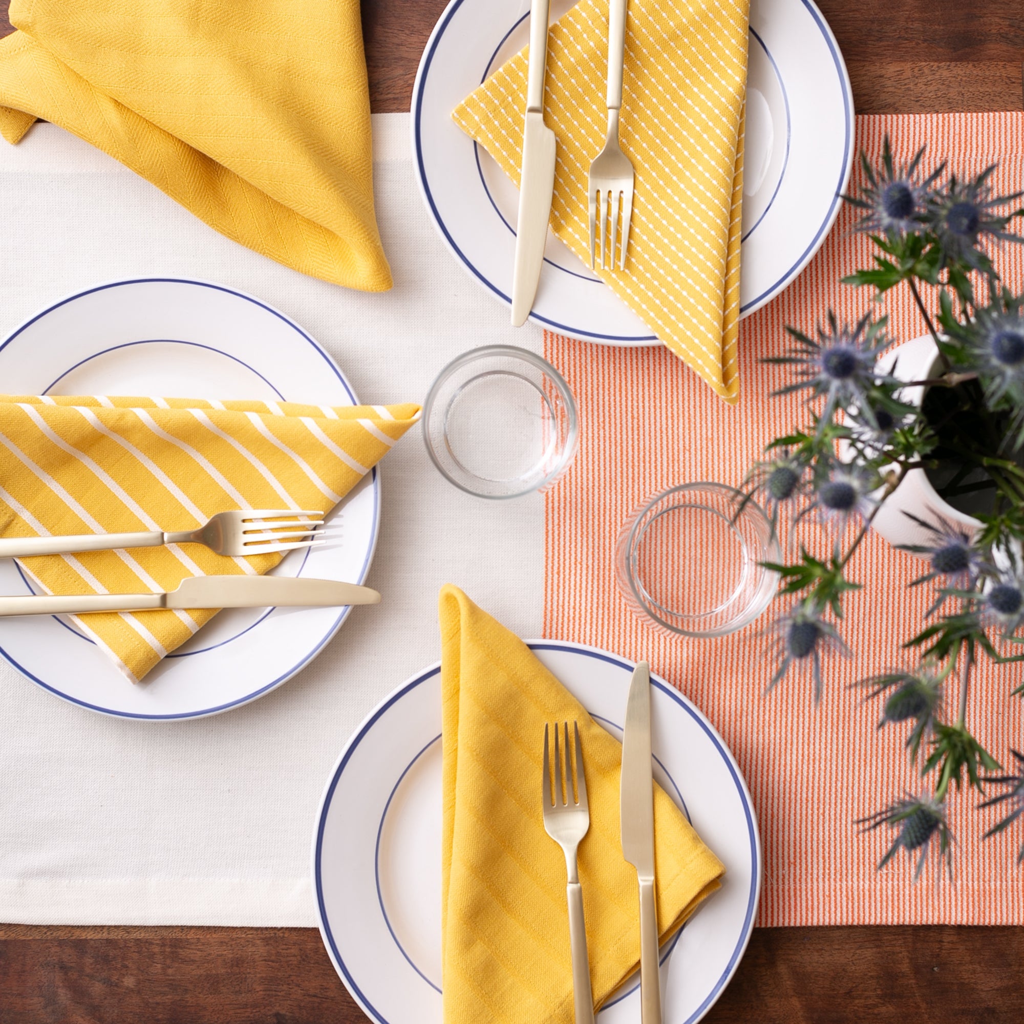 To Each Their Own Napkin Set in Turmeric & White