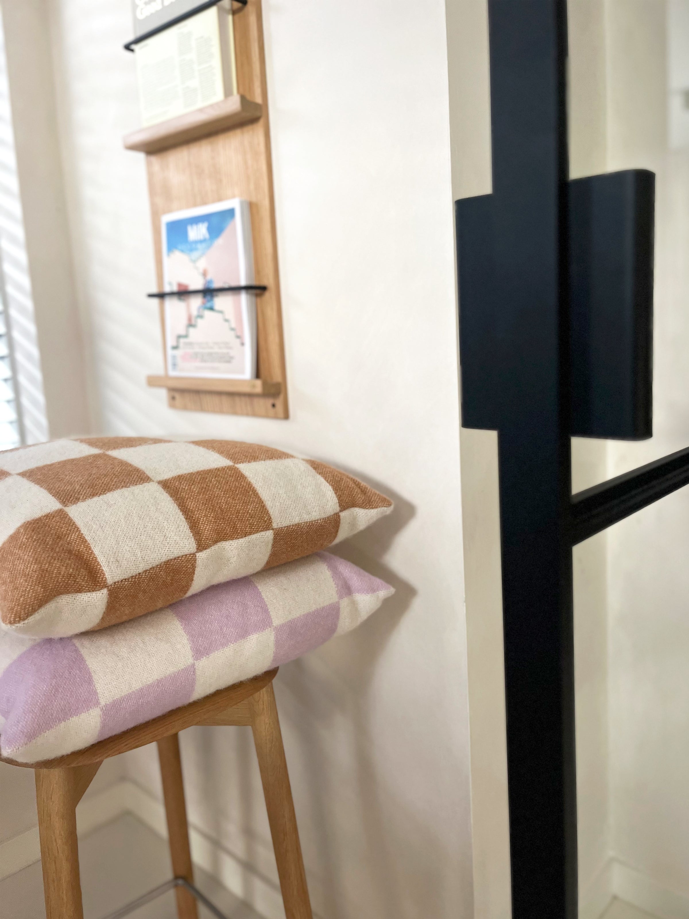 Checkerboard Cushion Terra Brown White