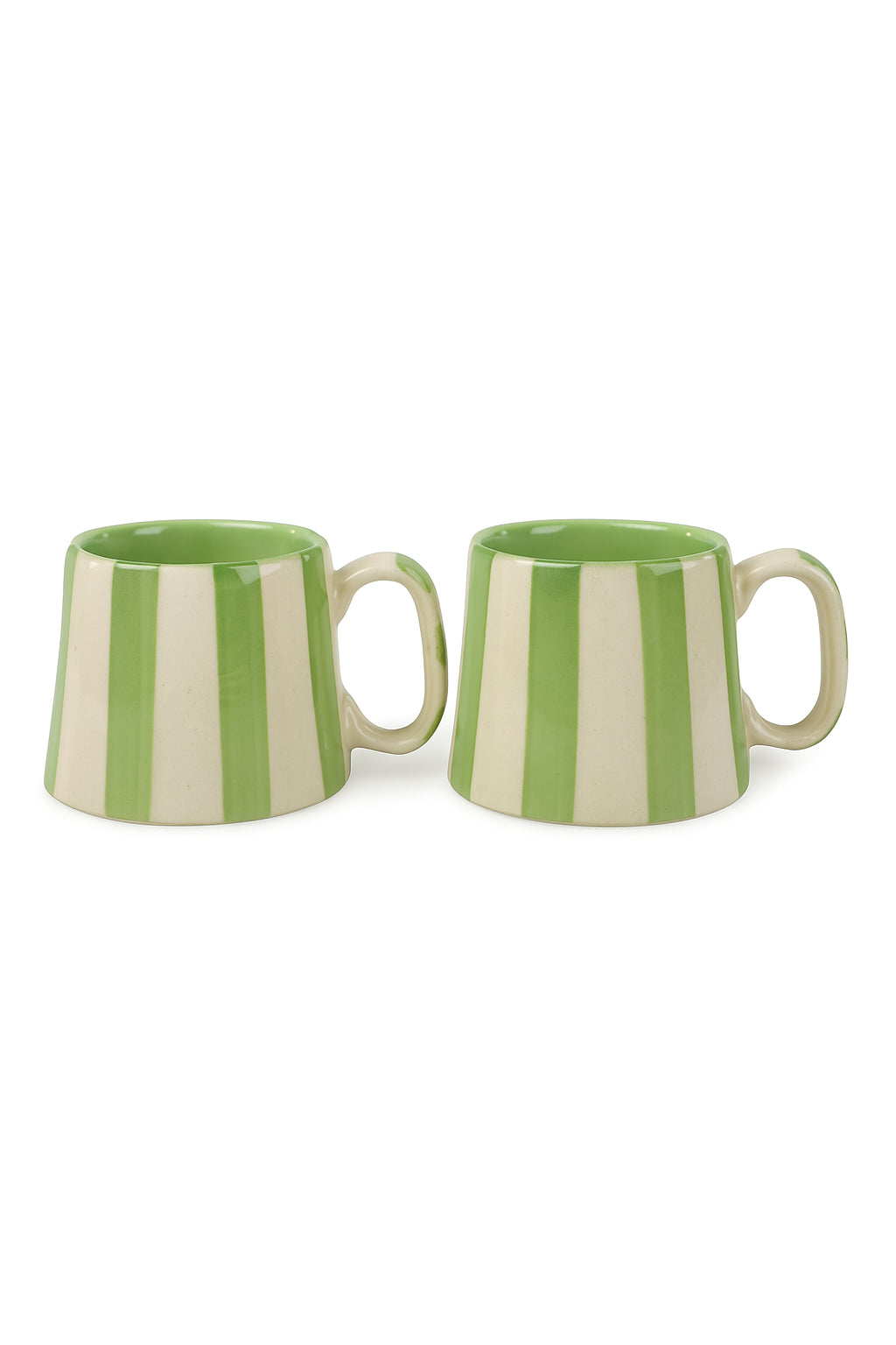 Ceramic Green Stripe Mug , S/2
