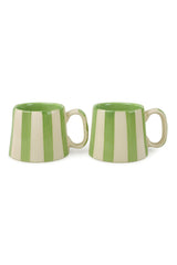 Ceramic Green Stripe Mug , S/2
