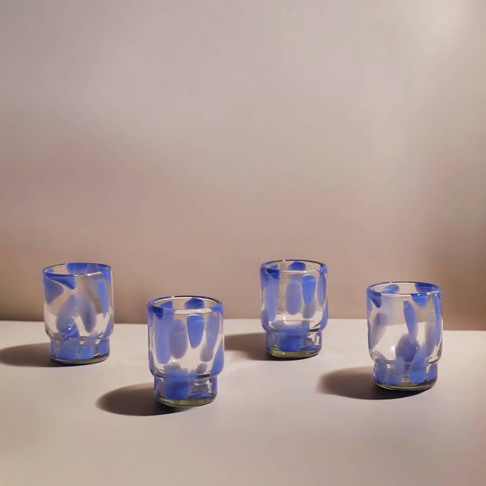 Marta Stackable Glass Blue & Clear (Set of 4)