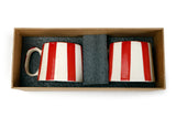 Ceramic Red Stripe Mug, S/2