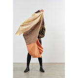 Chestnut Orange Cream Color Block Handwoven Merino Throw