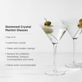 Raye Stemmed Crystal Martini Glasses, S/2