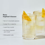 Beau Highball Glasses, Set of 4