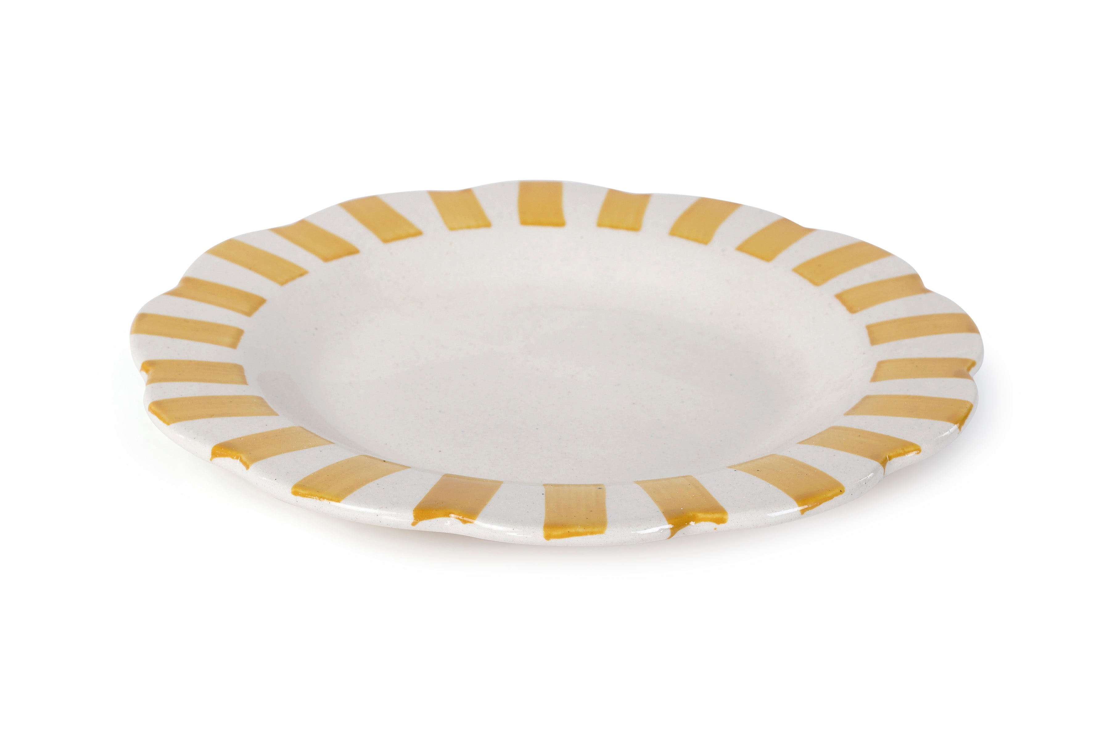 Ceramic Stripe Dinner Plate, Yellow S/2
