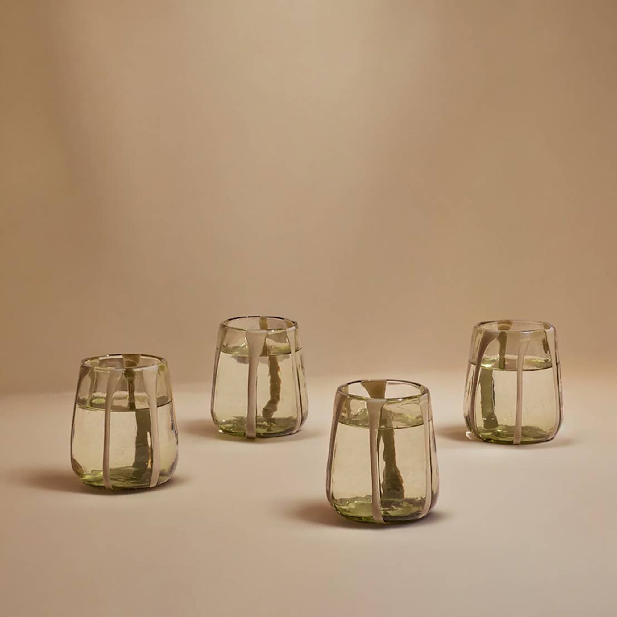 Olivia Short Green Olive Glass (Set of 4)