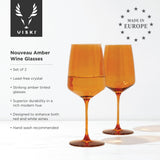 Reserve Nouveau Crystal Wine Glasses, Amber S/2